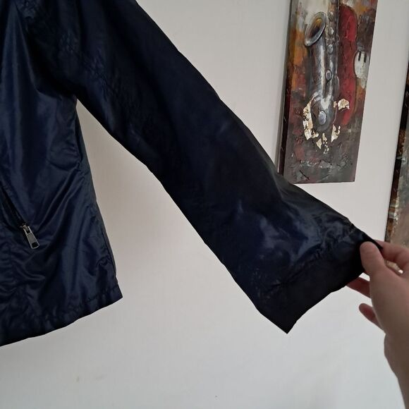 Mackage Jacket Women's Large L Navy Blue Rain Designer Windbreaker Luxury Hooded - Picture 4 of 14